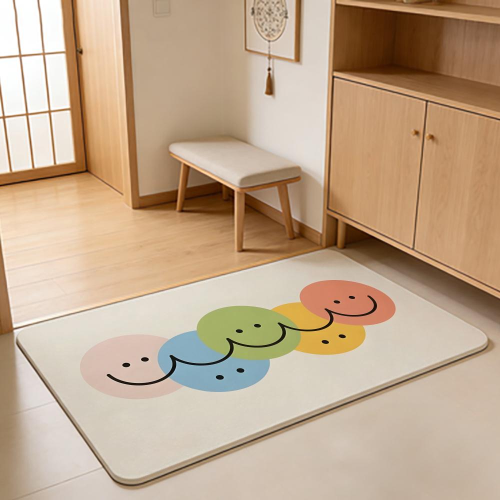 Cartoon Style C-Cute Symbol Floor Mat Absorbent Floor Mat Non-Slip Entrance Rug for Bathrooms Restrooms and Toilets