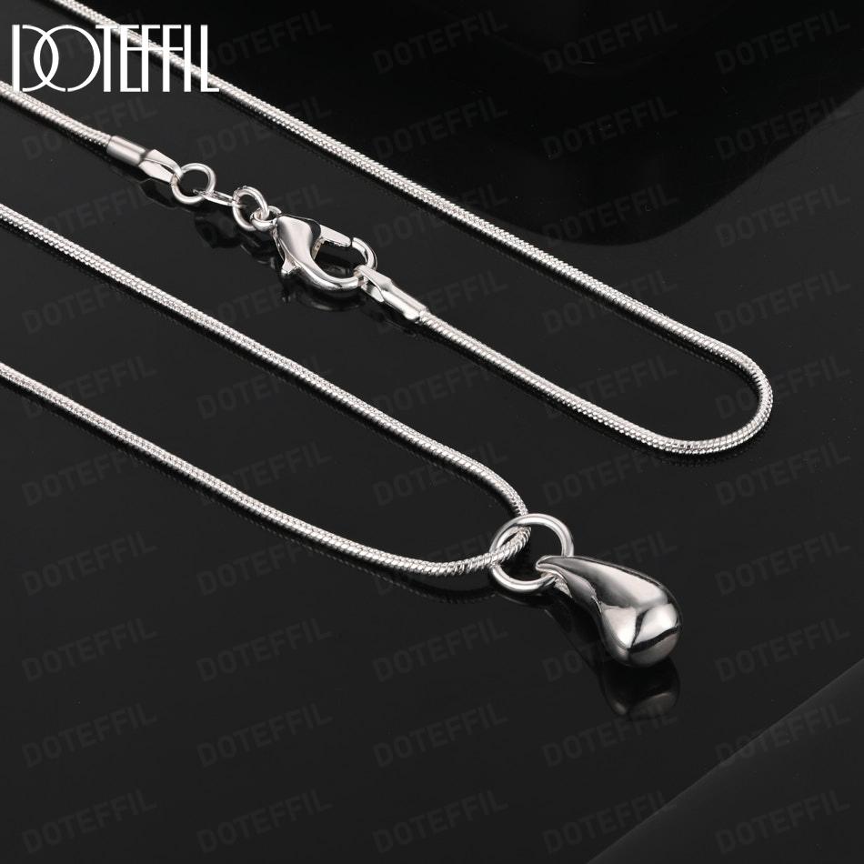 925 Sterling Silver Wedding Jewelry Teardrop Pendant Necklace 45CM