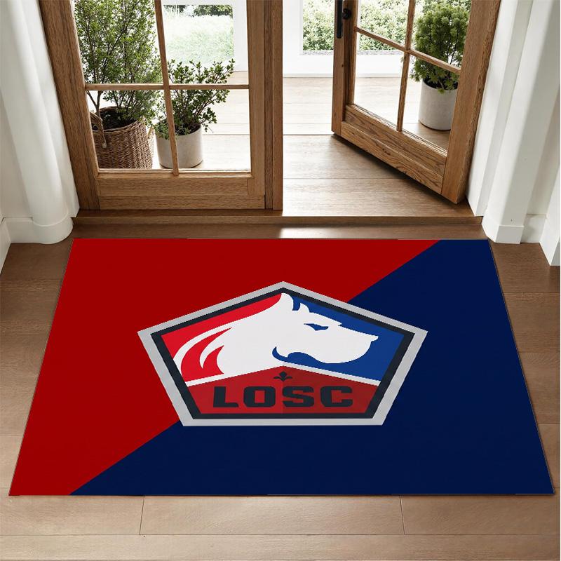 LOSC Lille FC Design Crystal Velvet Rug Soft Decorative Mat for Bedroom Entrance
