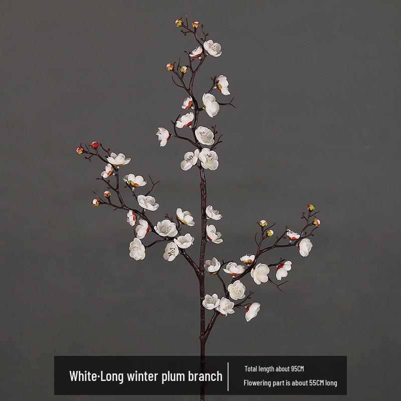 Artificial Plum Blossom Branch Decor - Winter Peach & Dried Flower Bouquet for Living Room, Chinese Home Decoration