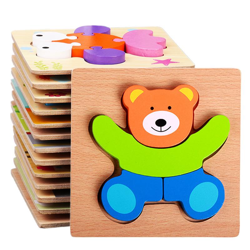 Trepuslespill Leketøy Montessori Kartong Fargerik Læring Utdanningsleker Puslespill Form Kognitivt Tre for Barn Barn Gave TMZ