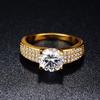 Fine Pure Solid Yellow Gold Color Ring Solitaire 2ct Cubic Zircon Wedding Band Real Tibetan Silver Rings For Women