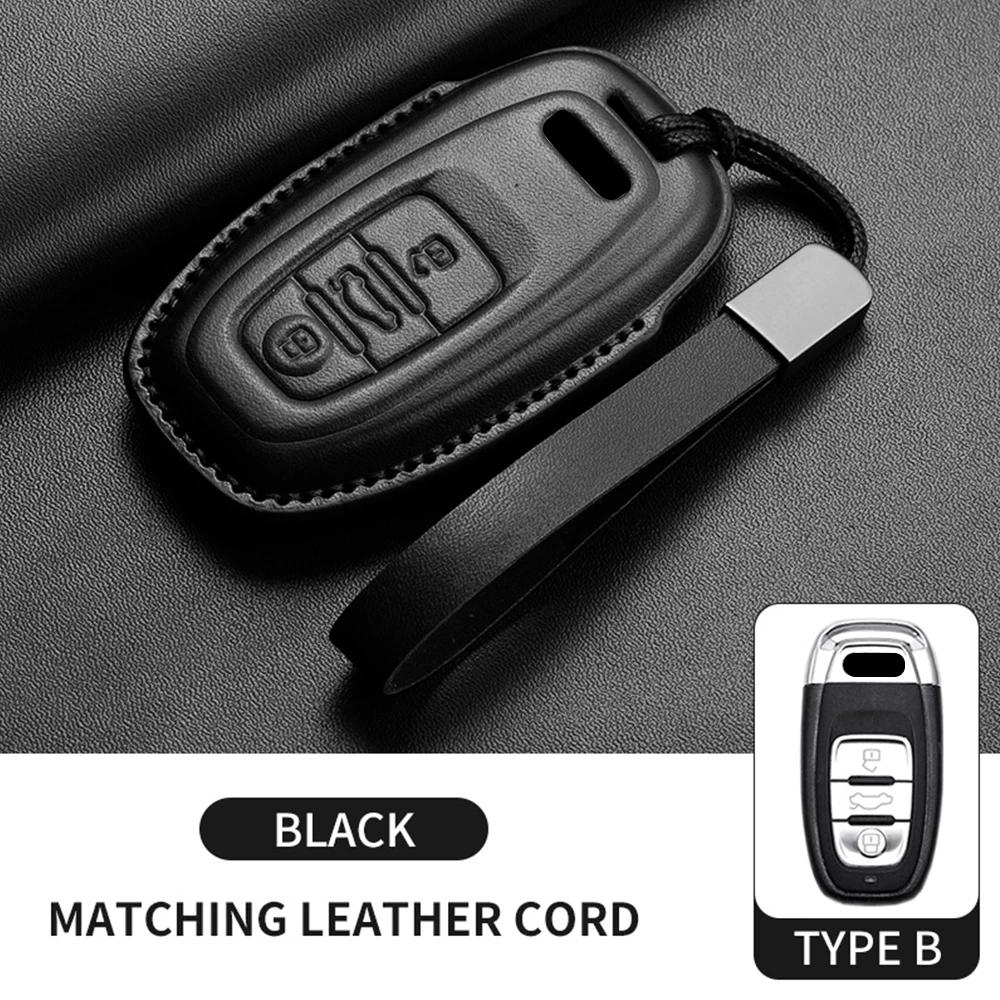 Leder Auto Schlüsselhülle für A4L A5 Q7 TT TTS A3 A4 B9 A6 A7 4K A8 E-tron Q5 Q8 C8 D5 SQ8 Auto Schlüsselanhänger Zubehör