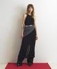 Aobteu Layered Halter Neck Knit Dress - Black