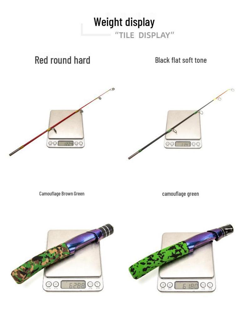 2-Section Dual-Flex Winter Fishing Rod - Solid Carbon, Soft/Hard Flexibility, Perfect for Ice and Shrimp Fishing