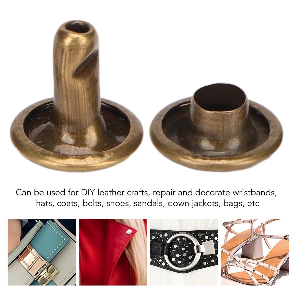 500 Sets Leather Rivets 8x8mm Electroplating Process High Hardness Iron   Double Sided Rivets for Hat Clothing