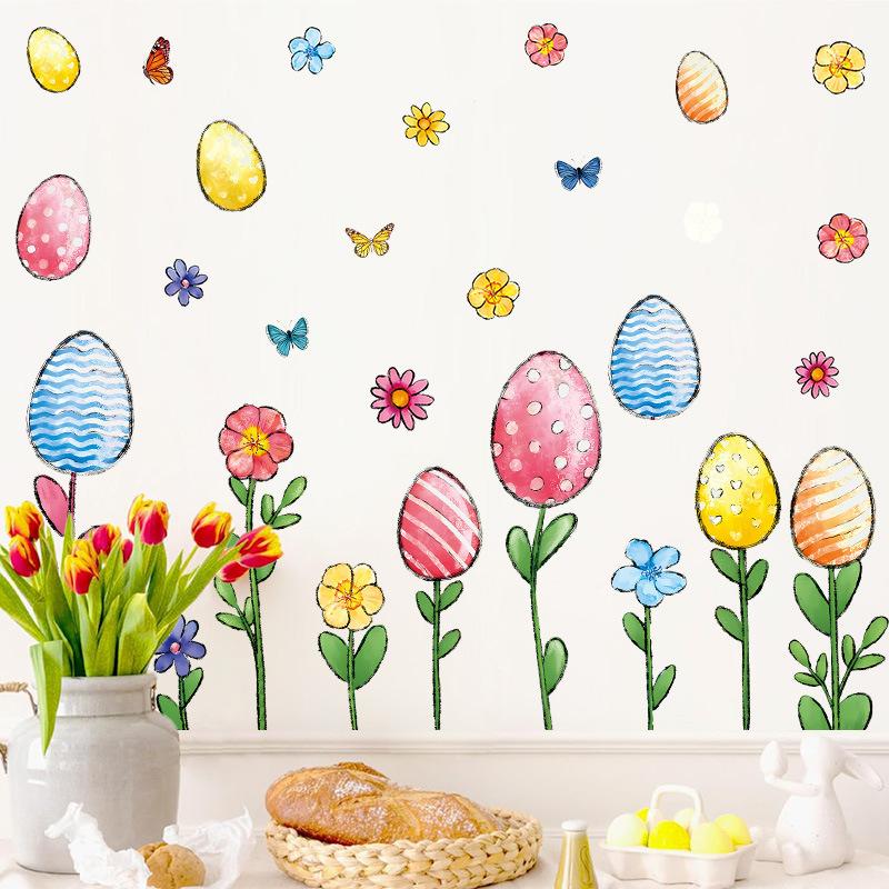 Easter Window Stickers Colorful Easter Eggs Glass Windows Static Sticker Decor Decoration Spring Party Gift For Kids Room