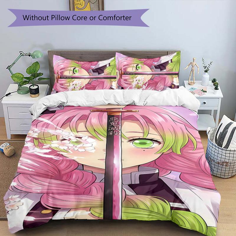 Mitsuri & Iguro 3pcs Bedding Set Duvet Cover Closure Includes 1 Duvet Cover & 2 Pillowcases for All Seasons Bedroom Home Dorm Decor