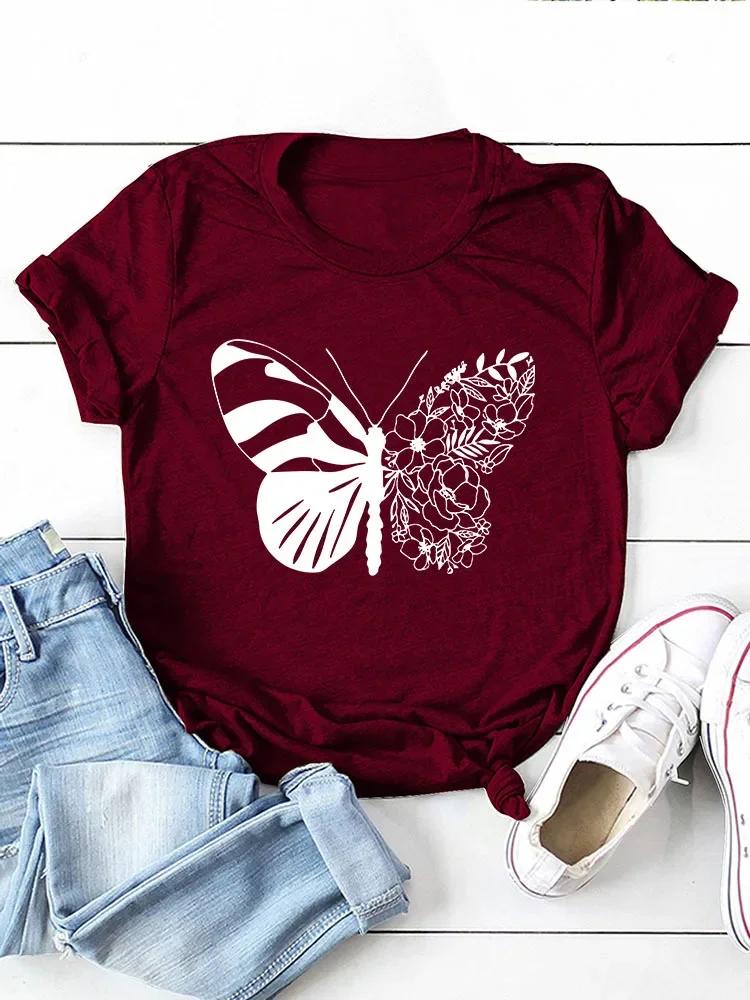 Beautiful Butterfly Print Women T Shirt Short Sleeve O Neck Loose Women Tshirt Ladies Tee Shirt Tops Camisetas Mujer