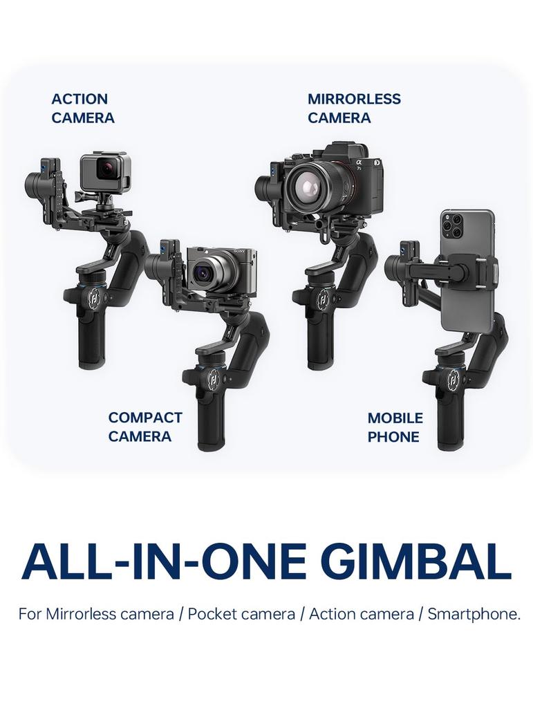 FeiyuTech SCORP Mini 2 Kit Camera Stabilizer Handheld Gimbal for Mirrorless DSLR Cameras A7III Canon R6 Nikon Z30 Fujifilm GoPro Smartphone AI Tracker