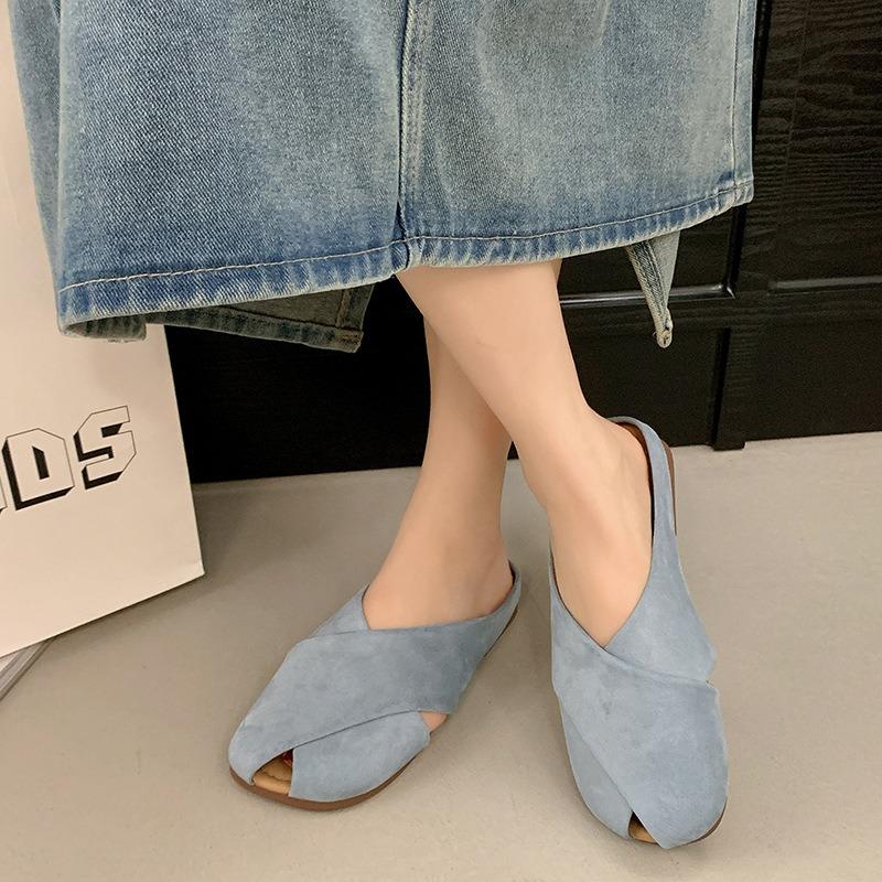 Baotou slippers spring and summer wear new women's fashion versatile gentle retro flat bottom non-slip cool slippers