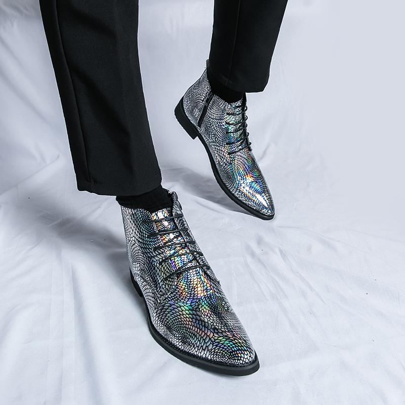 Fashion Short Outdoor Ankle Boots Casual Leather Man Lace-Up Boots Comfy Elegantes Chelsea Boots New Side Zipper Men Business Footwear