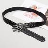 Adjustable Black Rivet Belt Y2K Skeleton Fingers Belt Jeans Decor Skull Wide Waistband  Party