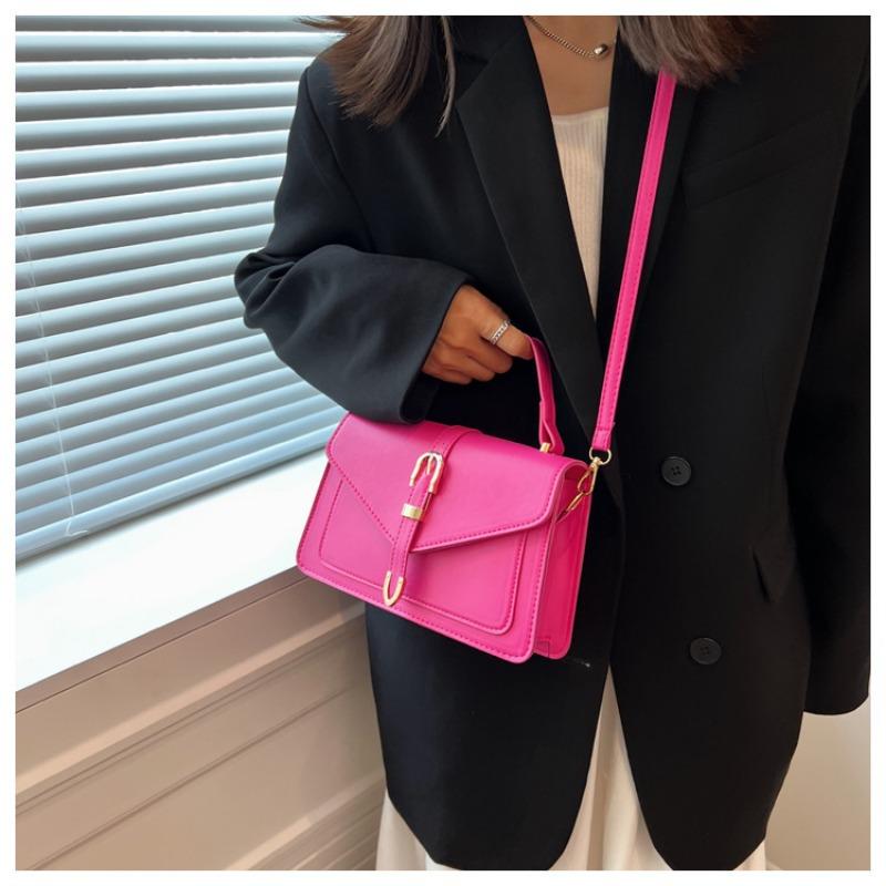 Fashionable Minimalist Crossbody Bag with Top Handle and Flap for Women Solid Color Square Purse with Simple Design Womens Bag