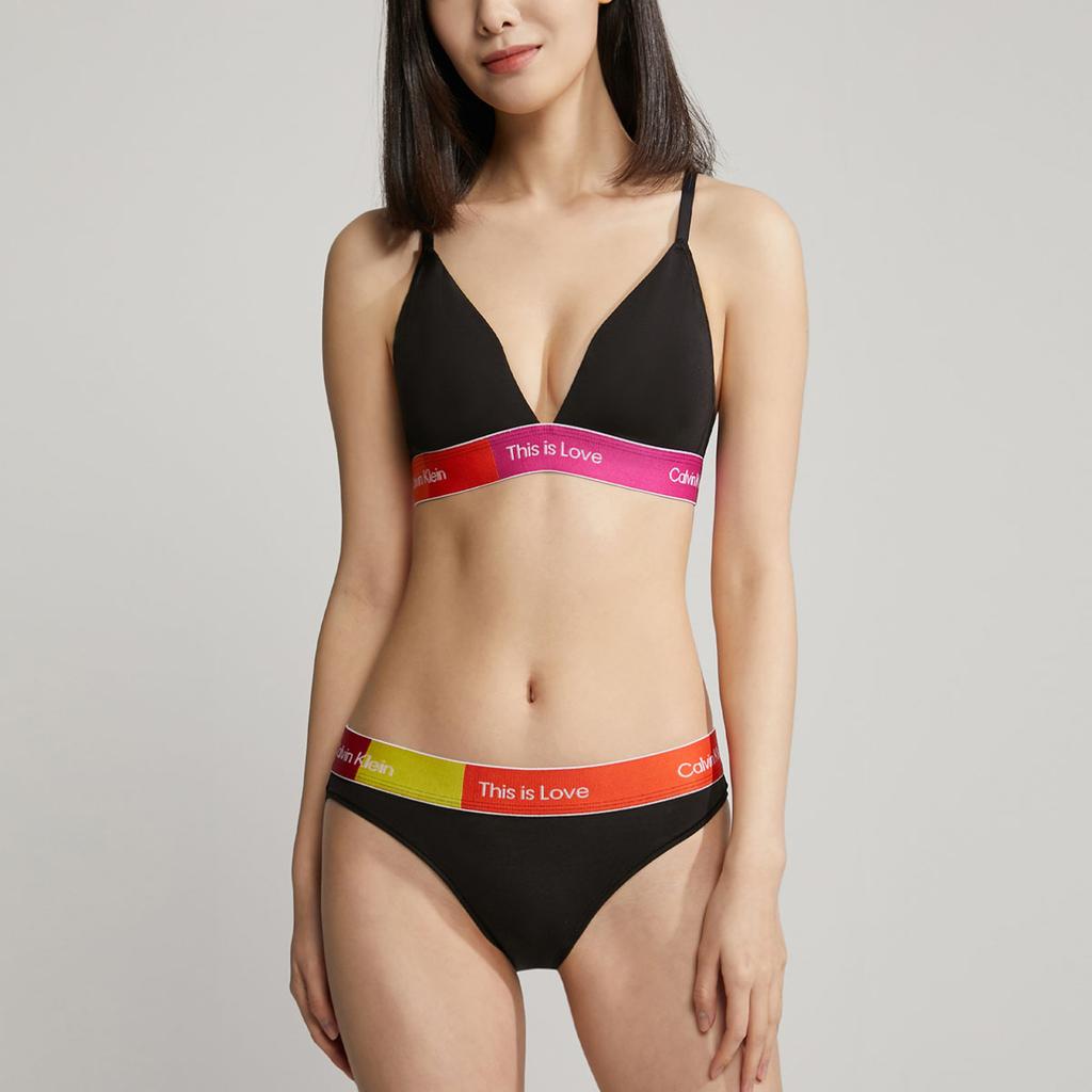 Calvin Klein Rainbow Collection SS23 Logo Embroidered Mid-Rise Sexy Triangle Briefs Women underwear Space-Black QF7256AD-UB1