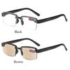 Modische braune Gläser Lesebrille Randlose Brille Herren HD Alterssichtigkeit Brille Damen Elegante Brille +1.0 bis +4.0