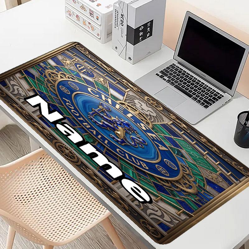 Custom Name Personalized Chelsea Football Club Pattern Mousepad, Laptop PC Desk Mat, Decorative Desk Mat for Home Keyboard Pad Gift