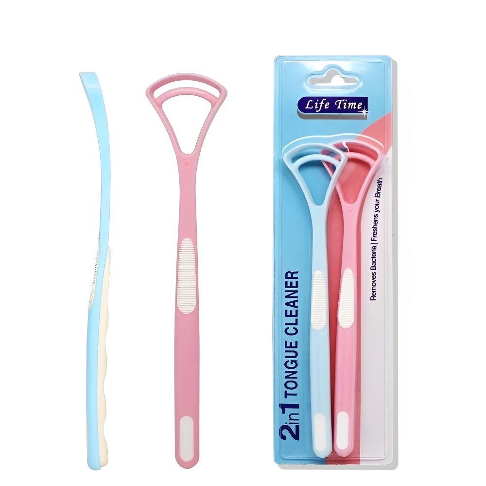2PCS Brush Tongue Cleaner Gentle Oral Cleaning Tool Tongue Cleaning Brush  for Bacteria Removal