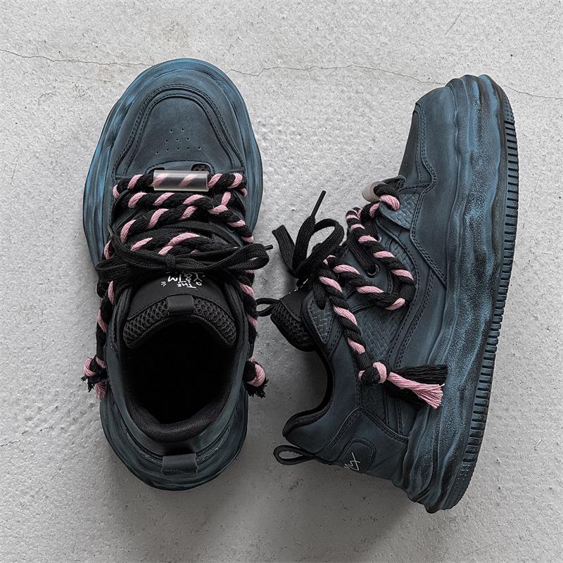 

Dissolved sole invisible 7cm heightening shoes dirty old men s shoes couple niche high-end versatile functional board shoes 44