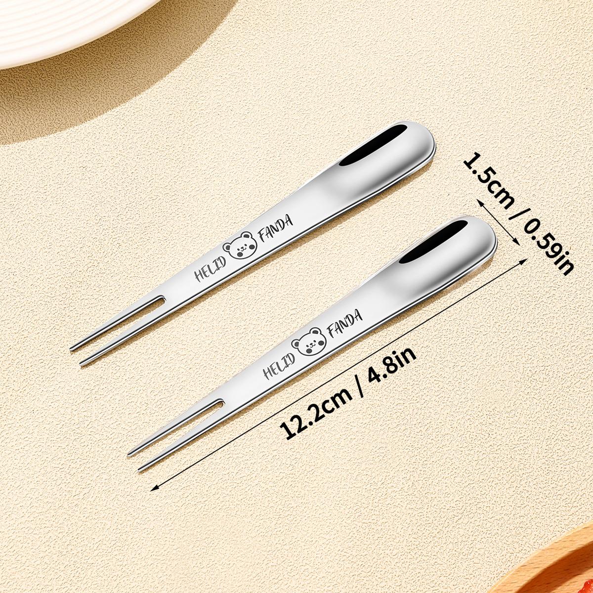 

Cute Mini Children Fruit Fork Dual Purpose 304 Stainless Steel Cake Dessert Fork Spoon Reusable Food Picks Kitchen Tableware