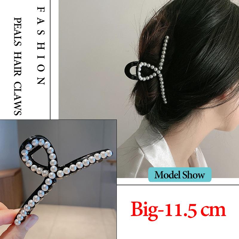 14 Styles Big Pearls Hair Clip Claws Oversize Small  Tiktak Hair Accessories for Women Korean Black White Barrette  New