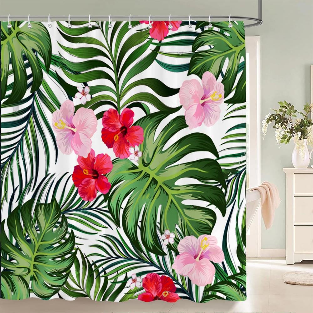 3d Flowers Pattern Shower Curtains Bathroom Curtain 180*180cm Waterproof With 12 Hooks Home Decor Washable Fabric Bath Screen