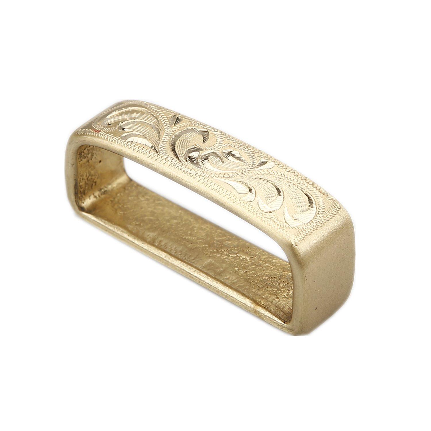 

kokoungkuan Ручная работа Гравированная латунная пряжка для ремня 40 мм Золотая мужская петля, Широкая,