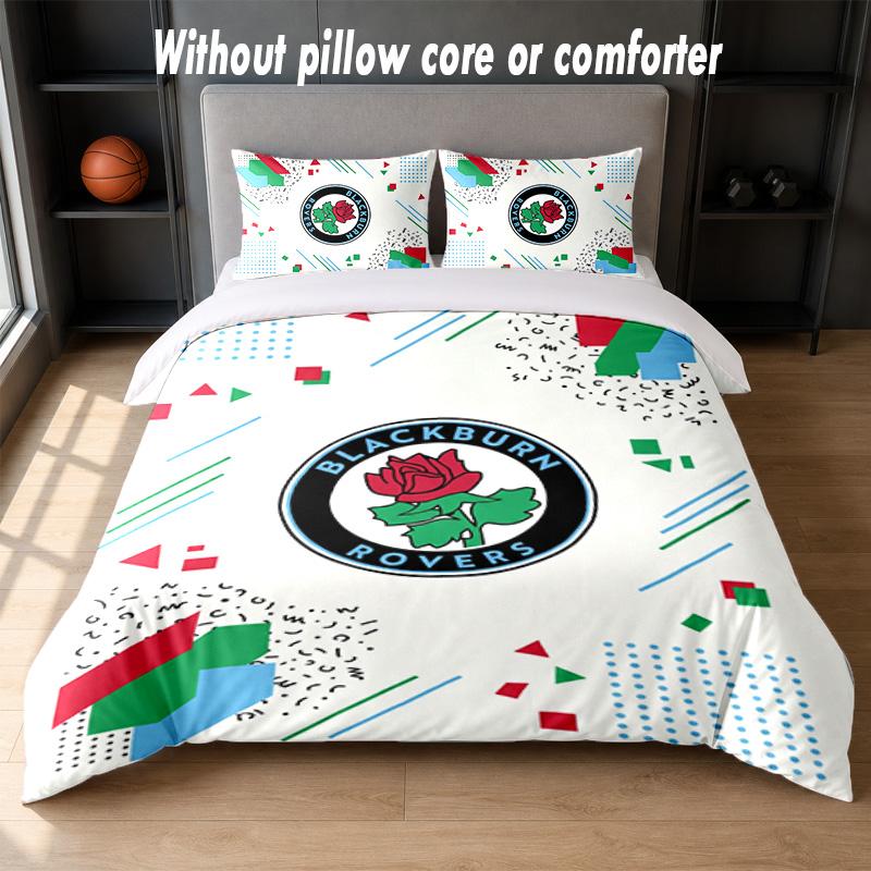 Blackburn Rovers Football Design Bed Bedding Set 1 Duvet Cover + 2 Pillowcases Soft Breathable Household Bed Linens