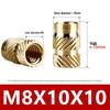 Tu Ba Copper Nut: Hot Melt, Double Diagonal, Knurled, Through-Hole Embedded Insert M1-M8.