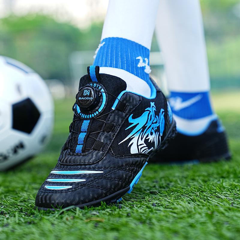 Children's Football Shoes New Rotary Buckle Student Boys Sports TF Broken Nails Artificial Grass Anti-skid Training Shoes Women
