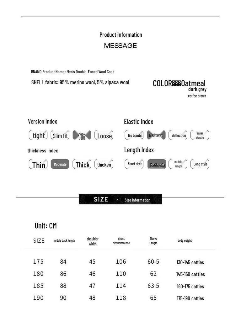 Men's Wool Blend Double-Breasted Winter Coat