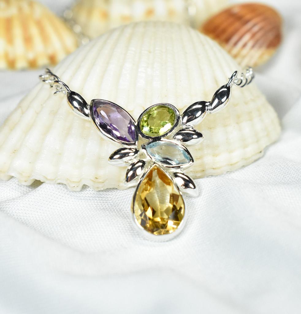 Larimar & Topaz Necklace: 925 Sterling Silver Chain