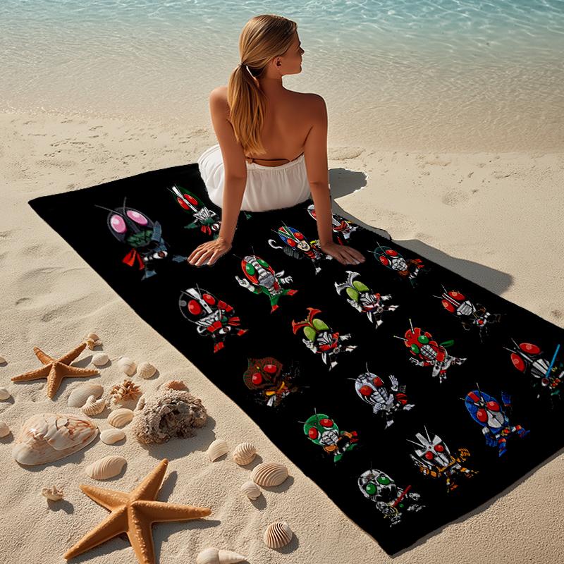 proof beach towel with a UFO Robo Grendizer3 pattern - soft,absorbent,quick-drying,machine washable - perfect for swimming,camping,bathing