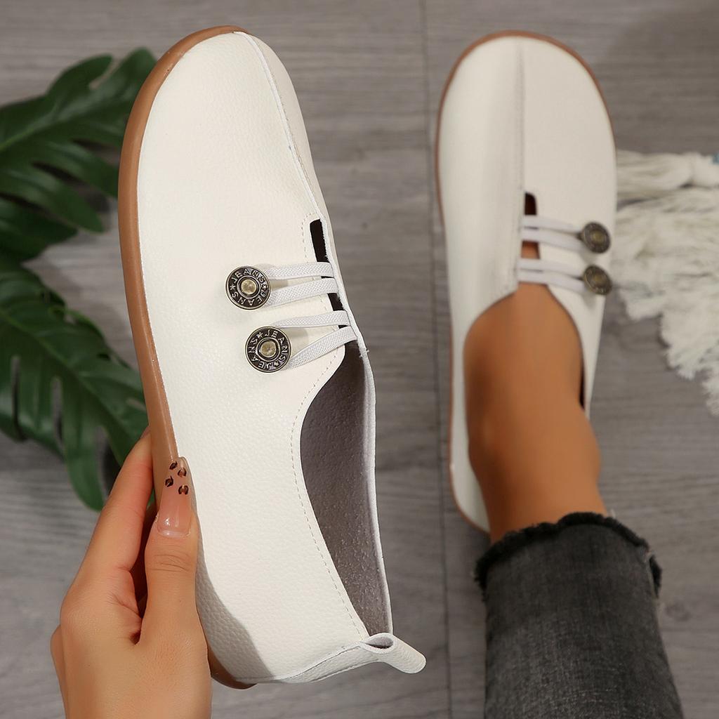 Scarpe singole casual a fondo piatto di taglia grande per l'estate 2025 da donna, nuove, a punta tonda, scollate, slip-on, comode