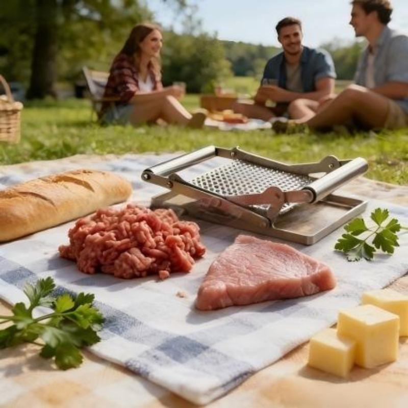 Batticarne Manuale Portatile Veloce Batticarne Acciaio Inossidabile Batticarne per Bistecche Utensili da Cucina Grigliata Formatore di Hamburger di Manzo
