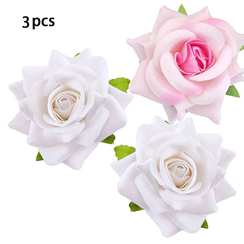 3Pcs Fashion SummerBill Hair Clips Rose Flower Hair Decoration  Clips Dual-Purpose Brooch  Multi-Purpose Accessories