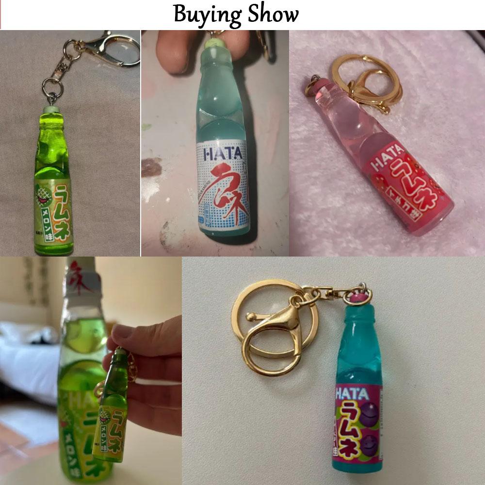 Simulation Marbles Bobble Soda Key Chain Miniature Japanese Ramune Soda keychain Cute Dollhouse Ornaments Bag Accessories