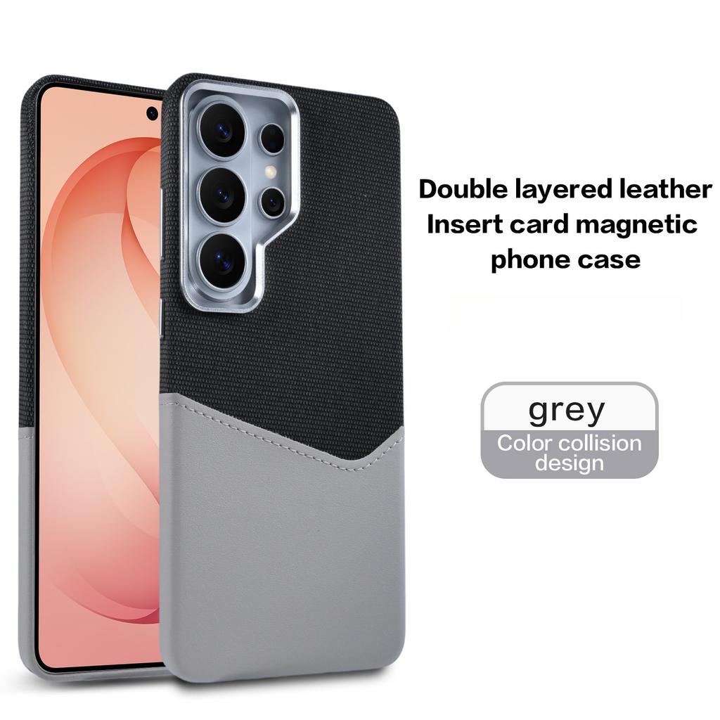 Luxury Minimalist Color-block Woven Card Slot Magnetic Phone Case for Samsung S26 Ultra S25 S24 Shockproof For Magsafe Cover
