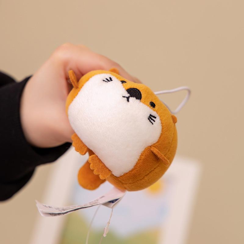 Adorable Plush Sloth Keychain Cute Round Ball Shape Stuffed Animal Doll In Brown Gray