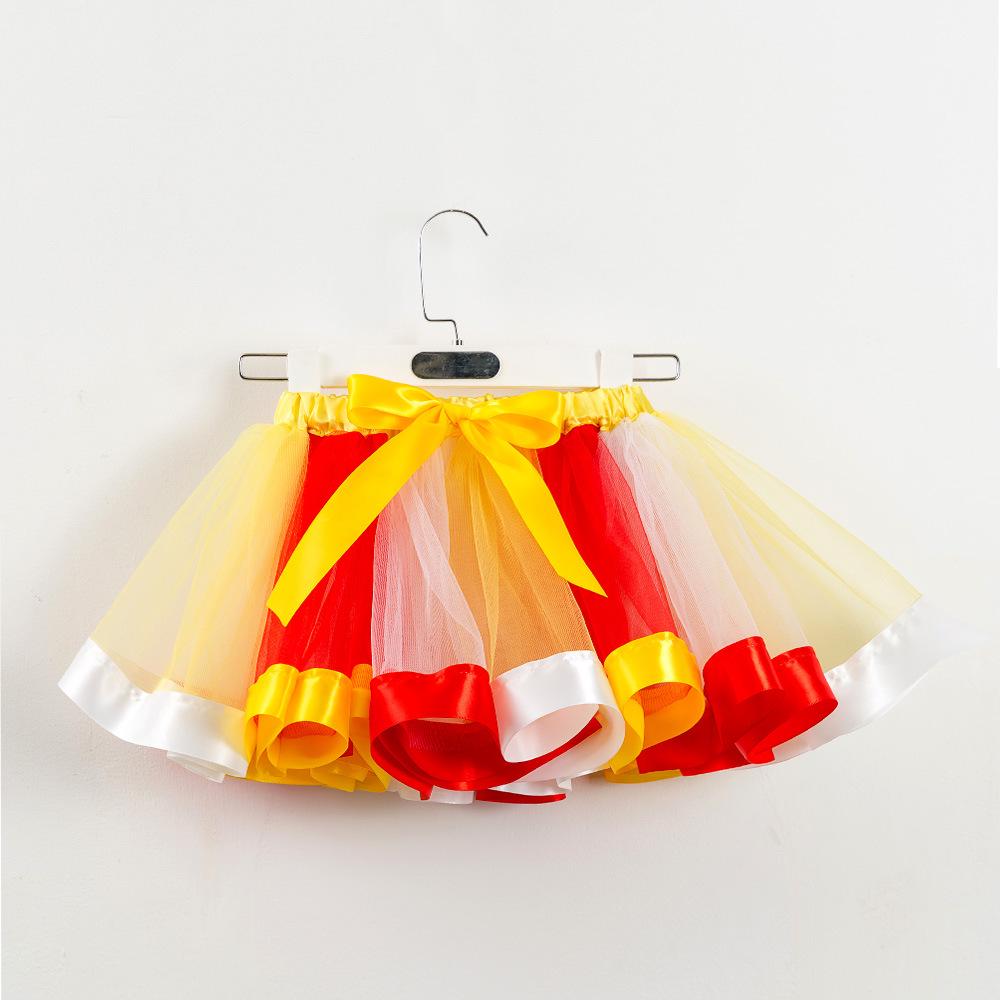 2026 Kids' European & American Rainbow Mesh Dance Tutu Skirt - Lined Half Skirt for Girls