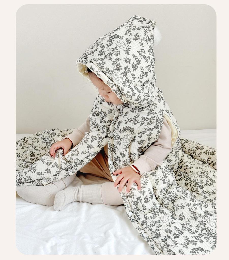 Cartoon Windproof Baby Cloak for Boys & Girls - Thickened Pure Cotton Autumn/Winter Cape