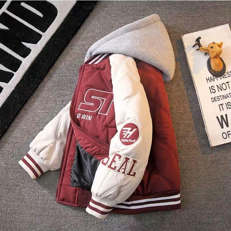 Boys padded jacket autumn and winter thickened baseball jacket cotton coat winter thin cotton children's cotton jacket two cotton