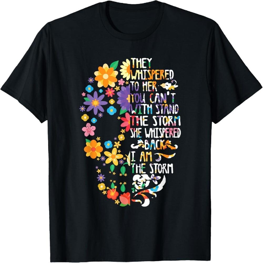 

Я Шторм Голова Сахарного Черепа Цветочный Узор Цитаты Футболка XXXXXL чёрный