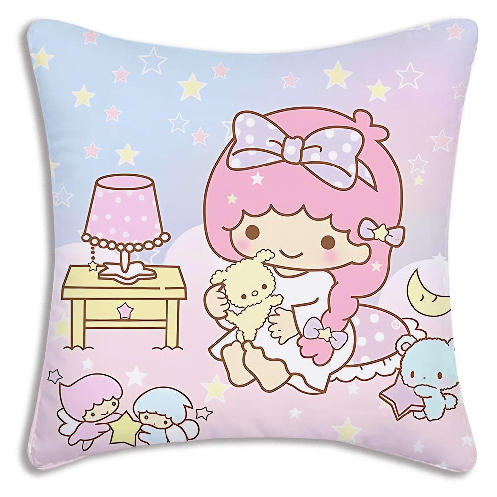 Littletwinstars Sanrios Pillow Covers Cartoon Sofa Decorative Home Double-Sided Printing Short Plush Cute Cushion Cover