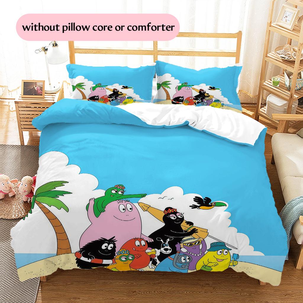 Barbapapa2 Pattern Bedding Quilt Set  Home Decoration  Gift (1 * duvet cover + 2 * pillowcase  without core)