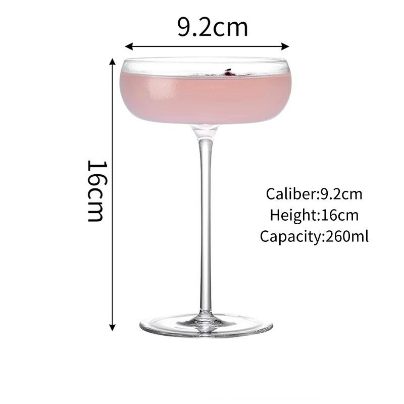

2Pcs Big Belly Cocktail Glasses Cups Transparent Champagne Glass Goblet Martini Glass Cup Creative Concave Bottom Tower Cups 260-685ml
