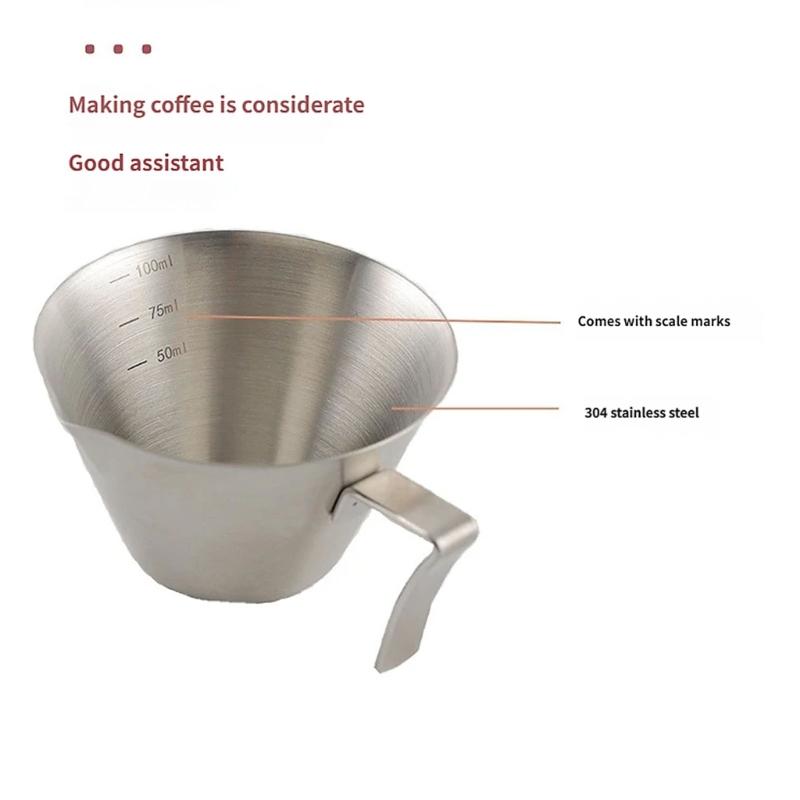Coffee Measuring Cup With Pour Spout And Clear Measurement Lines Stainless Steel Gadget For Baristas