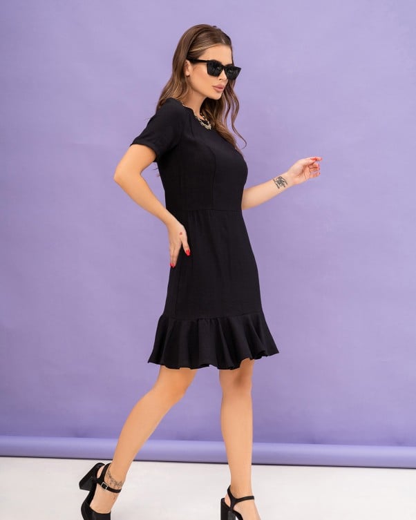 Robe en lin avec bas volants ISSA Plus
