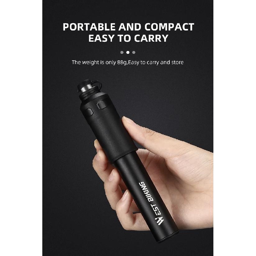 WEST BIKING Mini Portable Bicycle Pump 110PSI Hand Air Pump MTB Road Bike Tire Inflator With Extension Hose Cycling Accesories