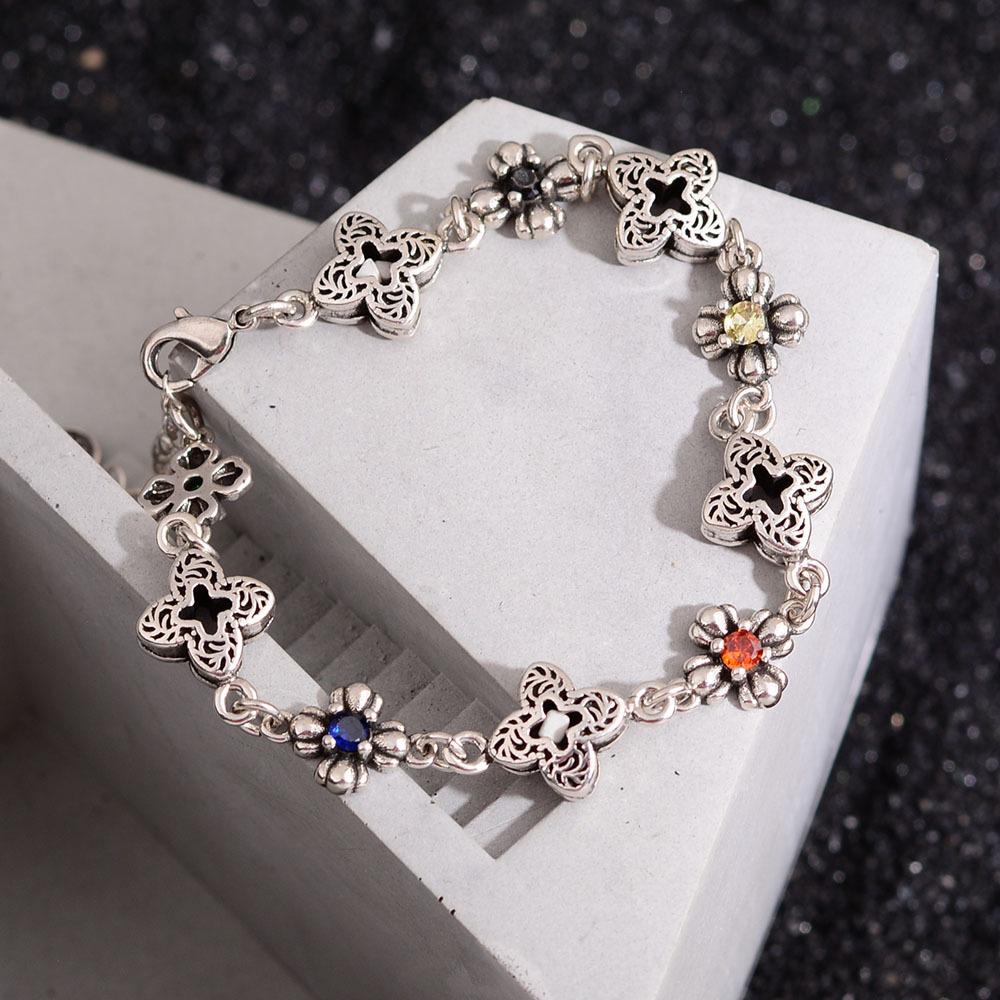 Personalized Retro Style Diamond-Encrusted Cross Bracelet Female Style Niche Hip-Hop Versatile Couple Jewelry
